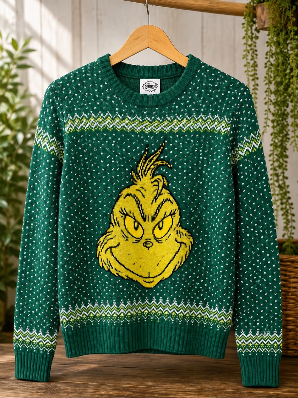 Dr. Seuss The Grinch Green Fair Isle Ugly Christmas Sweater Size Small